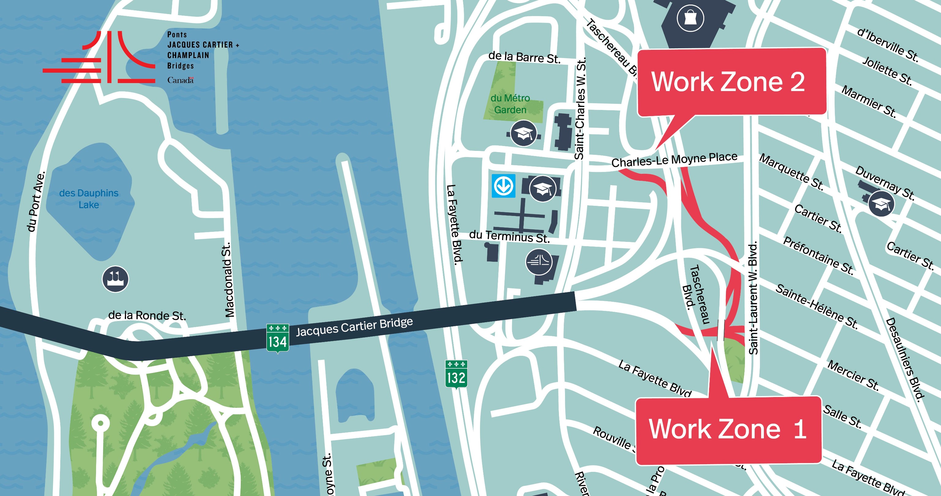 Jacques Cartier Bridge | Complete night closure of several access and exit ramps, on May 15