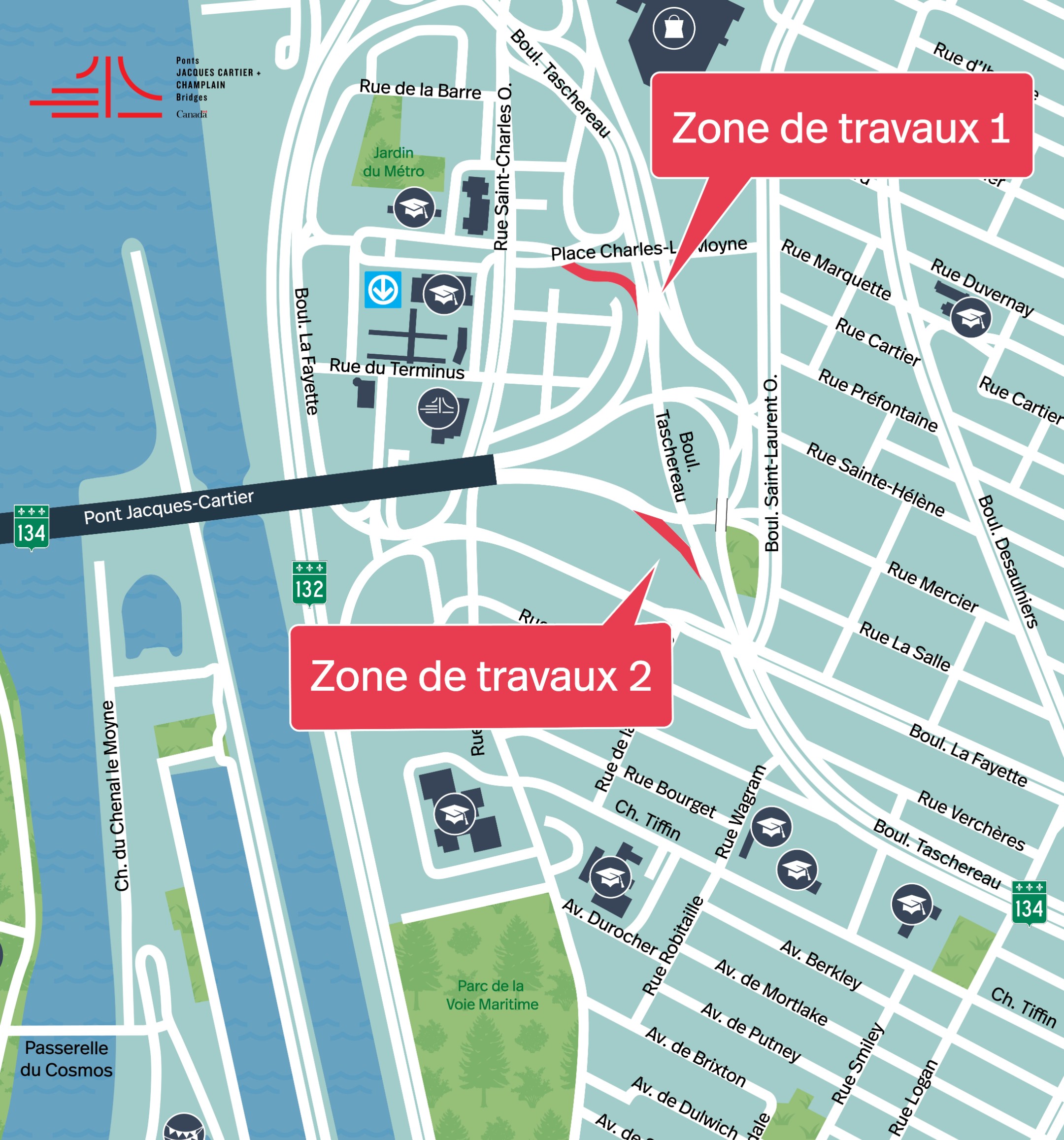 Pont Jacques-Cartier | Fermeture complète de nuit de bretelles d'accès et de sortie au pont Jacques-Cartier le 23 mai