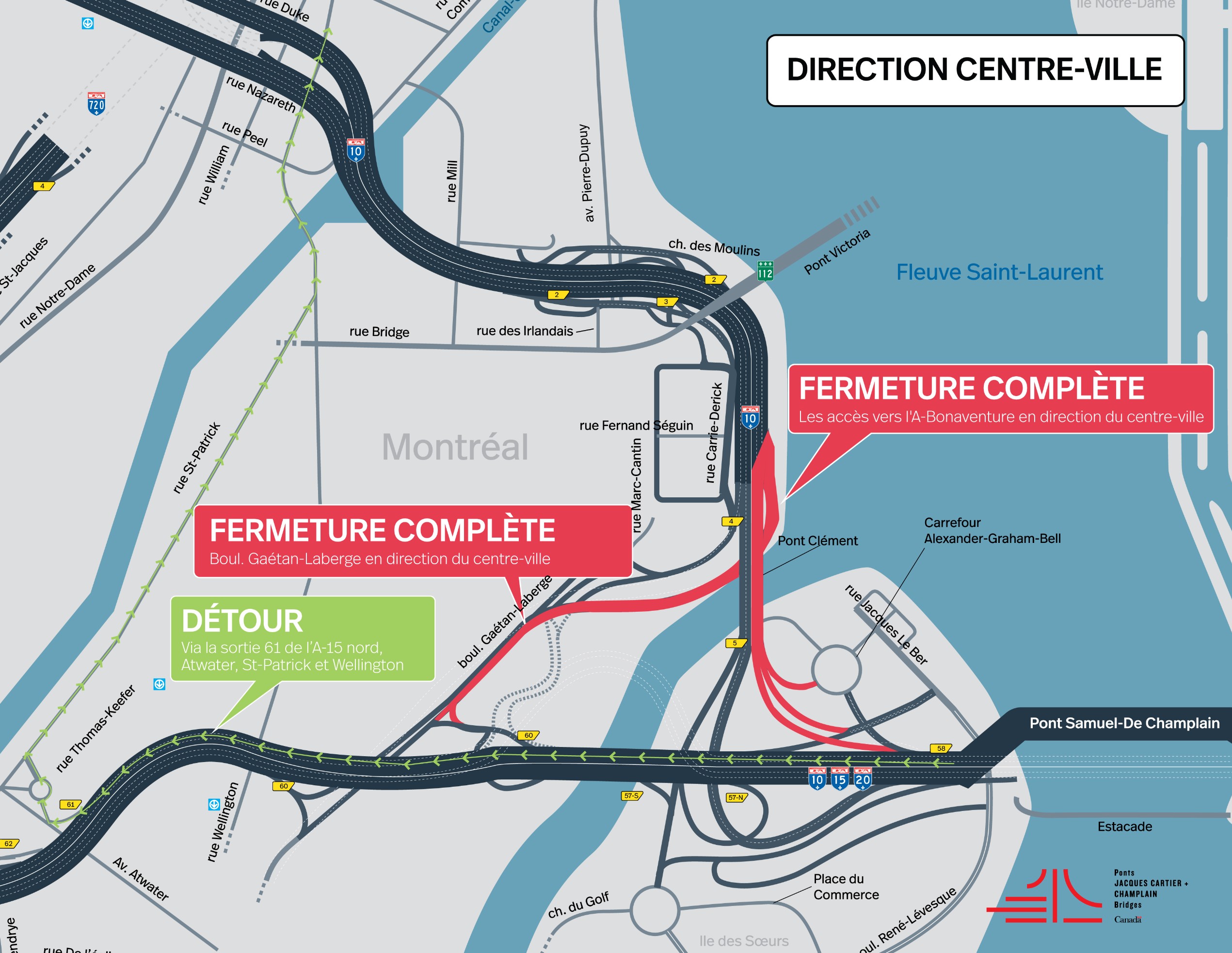 A-Bonaventure | Fermeture de nuit de plusieurs portions de l'autoroute, dans les deux directions, le 27 novembre