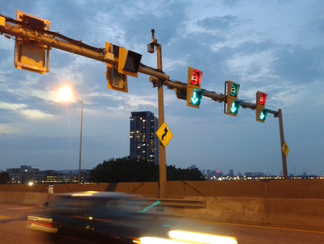 Lane signals on the original Champlain Bridge