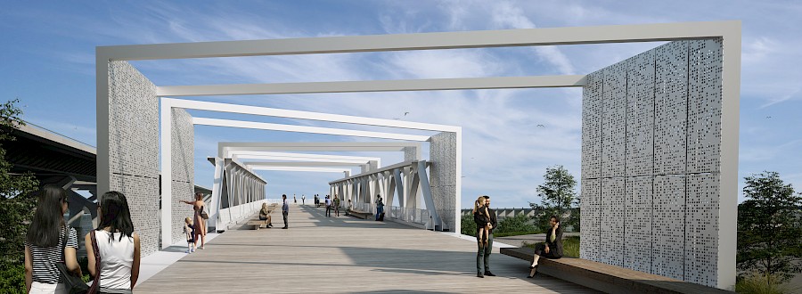 Lookout Belvedere built with materials from the original Champlain Bridge