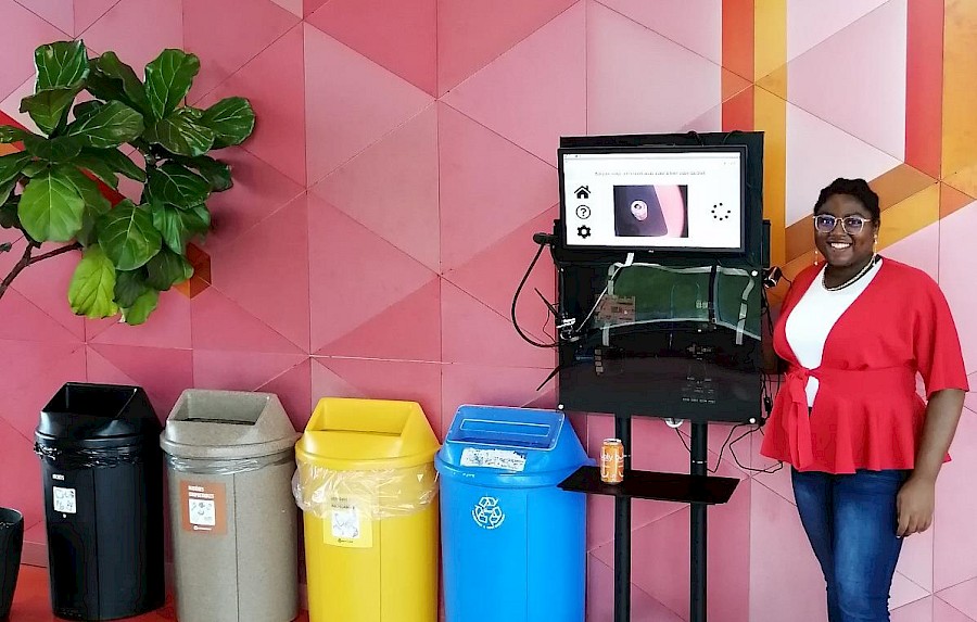 An artistic structure used by a smart garbage for waste sorting