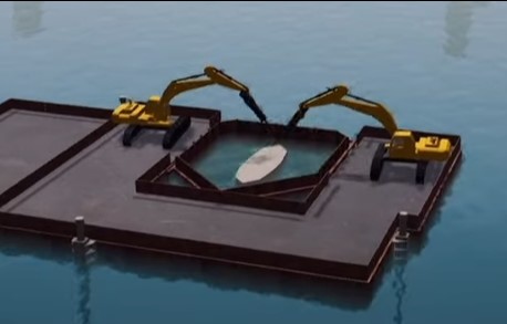 Specialized excavators on barges