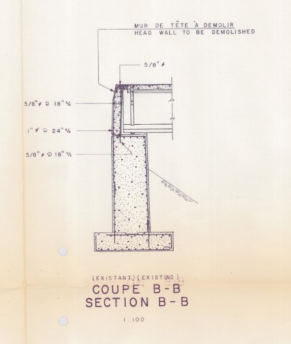 Backwall of the original abutment