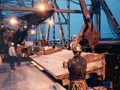Deck replacement on the main span