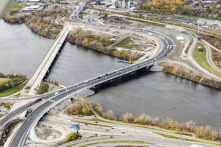 Aerial view of the bypass bridge inaugurated in December 2014