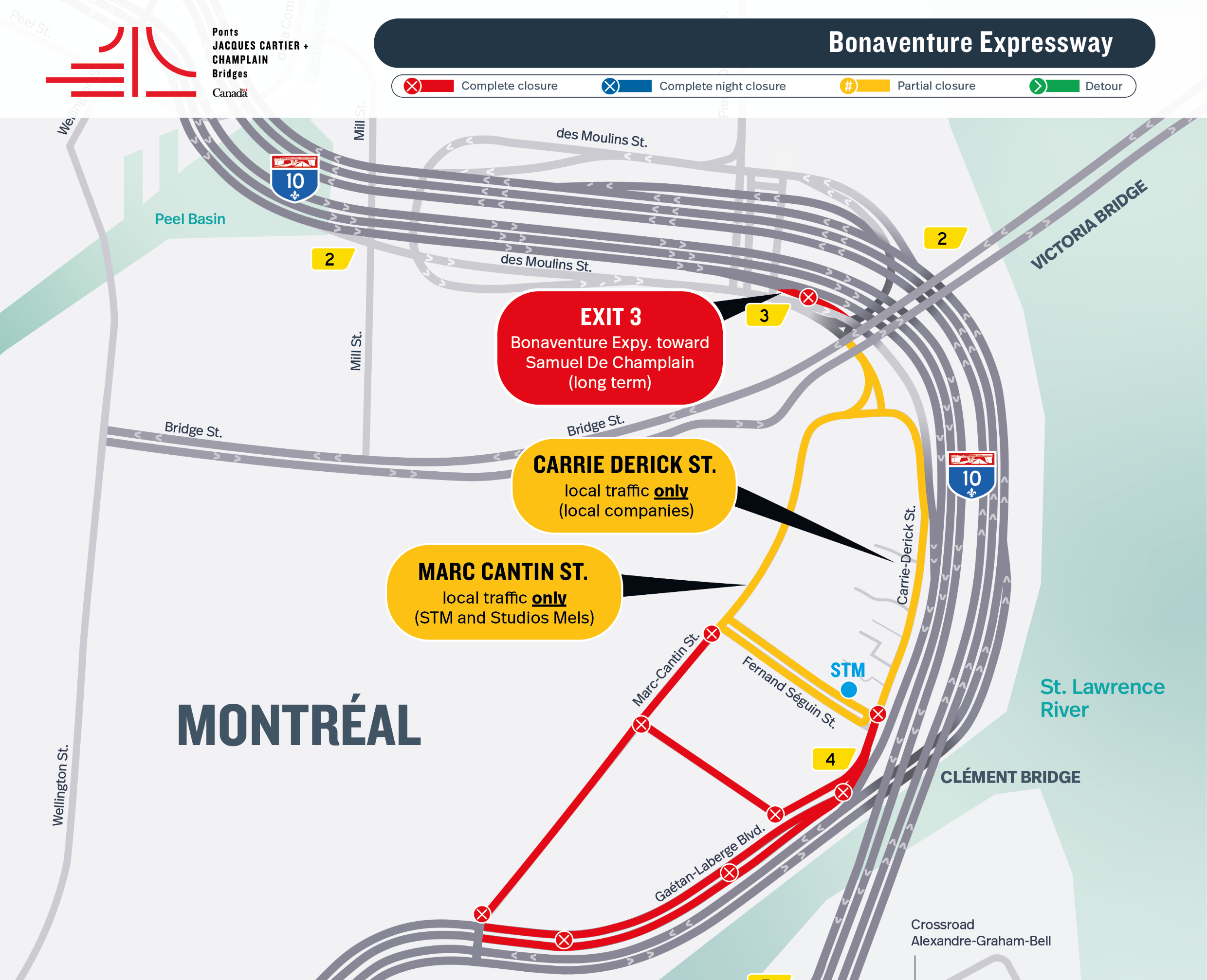 Bonaventure Expy | Long-term closure of the Parc d'entreprises de la Pointe-Saint-Charles to traffic (traffic restricted to local companies only)