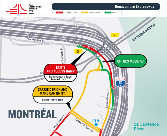 A-Bonaventure | Closure of the access ramp from Ch. des Moulins to the Expressway toward Hwy. 15, from February 6 to 9