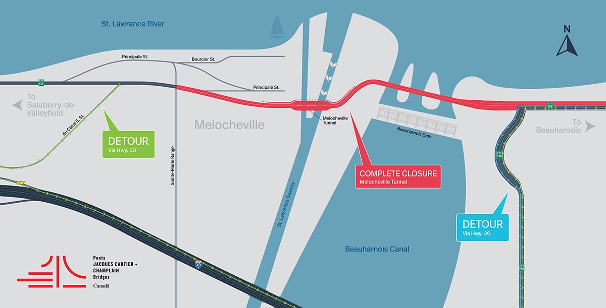 Melocheville Tunnel | Complete night closure of the Melocheville Tunnel in both directions on March 29