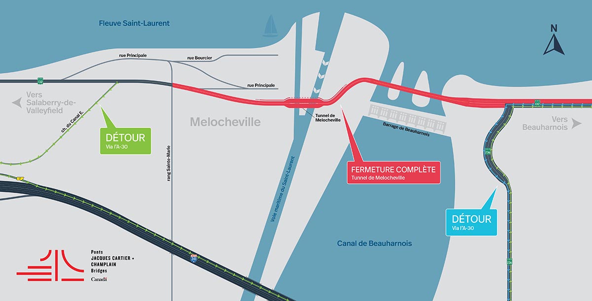Tunnel de Melocheville | Fermeture complète de nuit du tunnel de Melocheville dans les deux directions le 29 mars