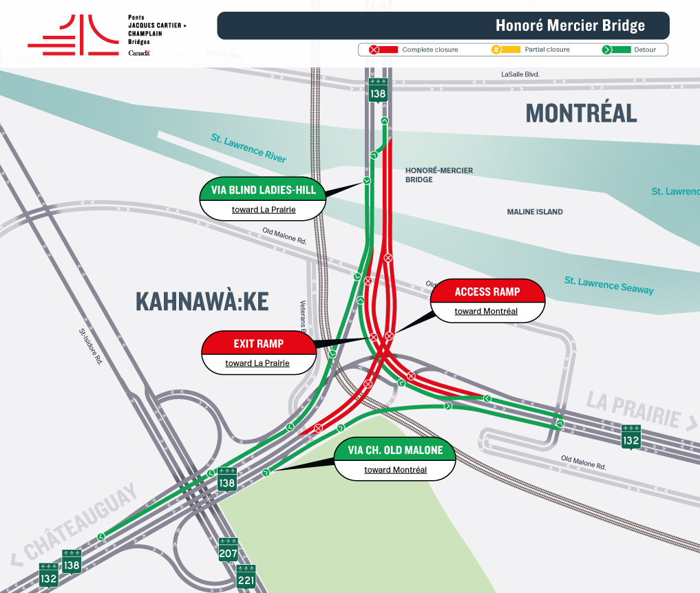 EARLY OPENING | Honoré Mercier Bridge - AVOID THE AREA | Major work blitz - Closure of several access and exit ramps from May 29 to May 31