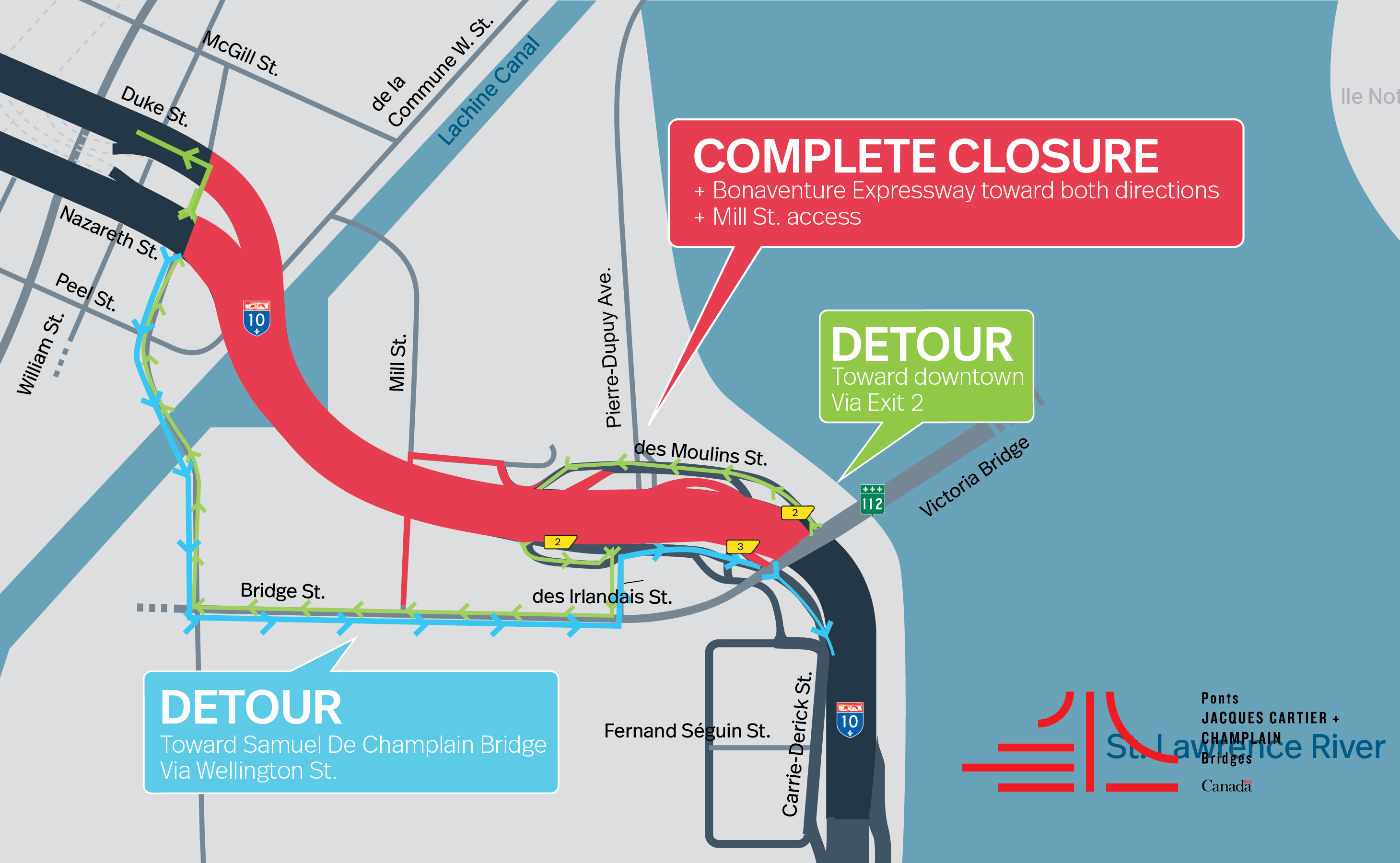 Bonaventure Expy. | Complete night closure of a portion of the Expy. in both directions, and of Mill Street, on September 24