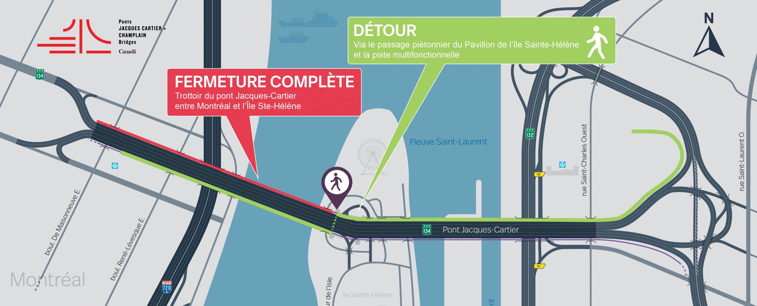 Pont Jacques-Cartier | Travaux sur le trottoir du 26 septembre, 19 h, au 3 décembre, 23 h 59