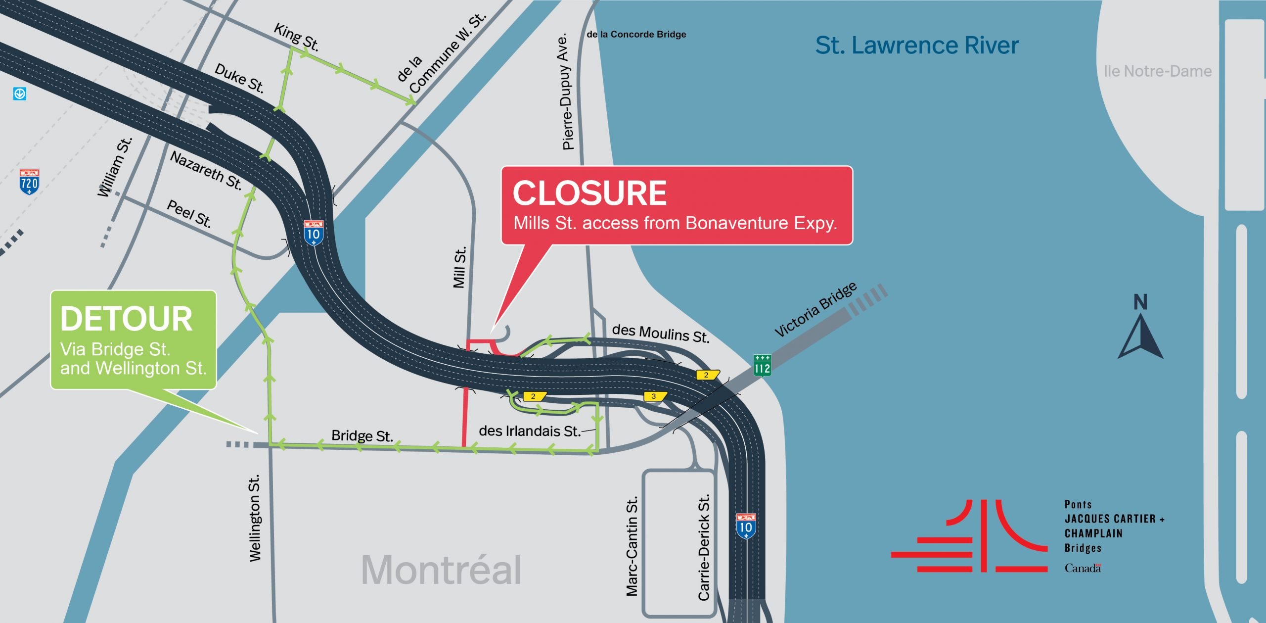 Bonaventure Expy. | Complete night closure of Mill Street, on October 1st