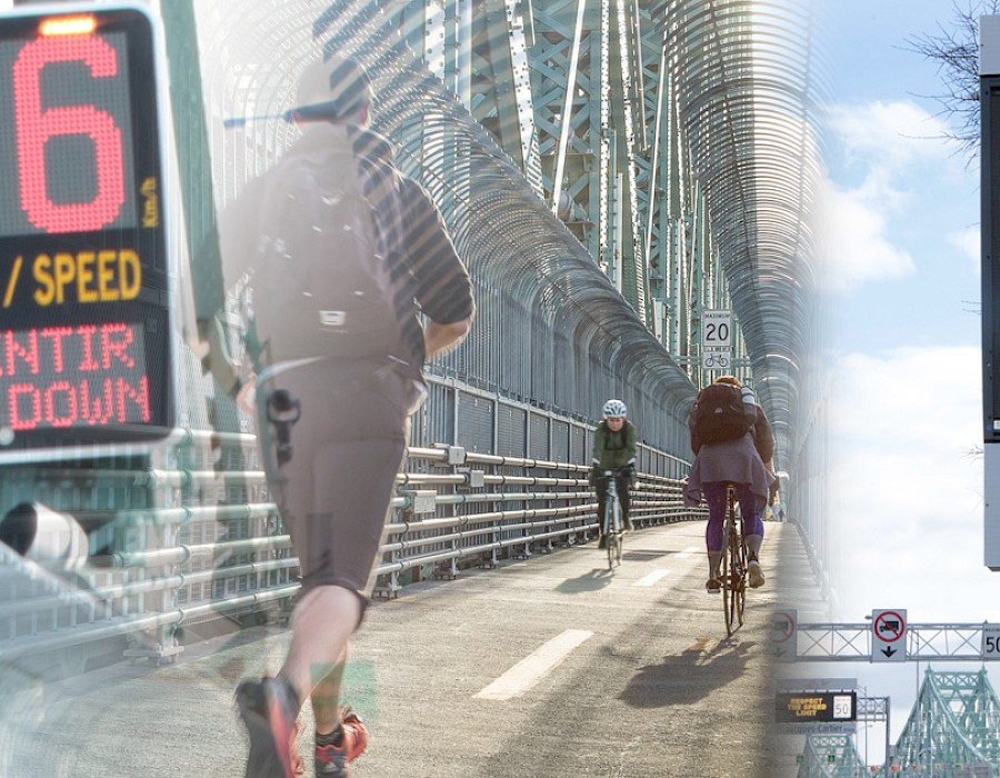 Mobilité active au pont Jacques-Cartier | Nouveaux équipements et signalisation