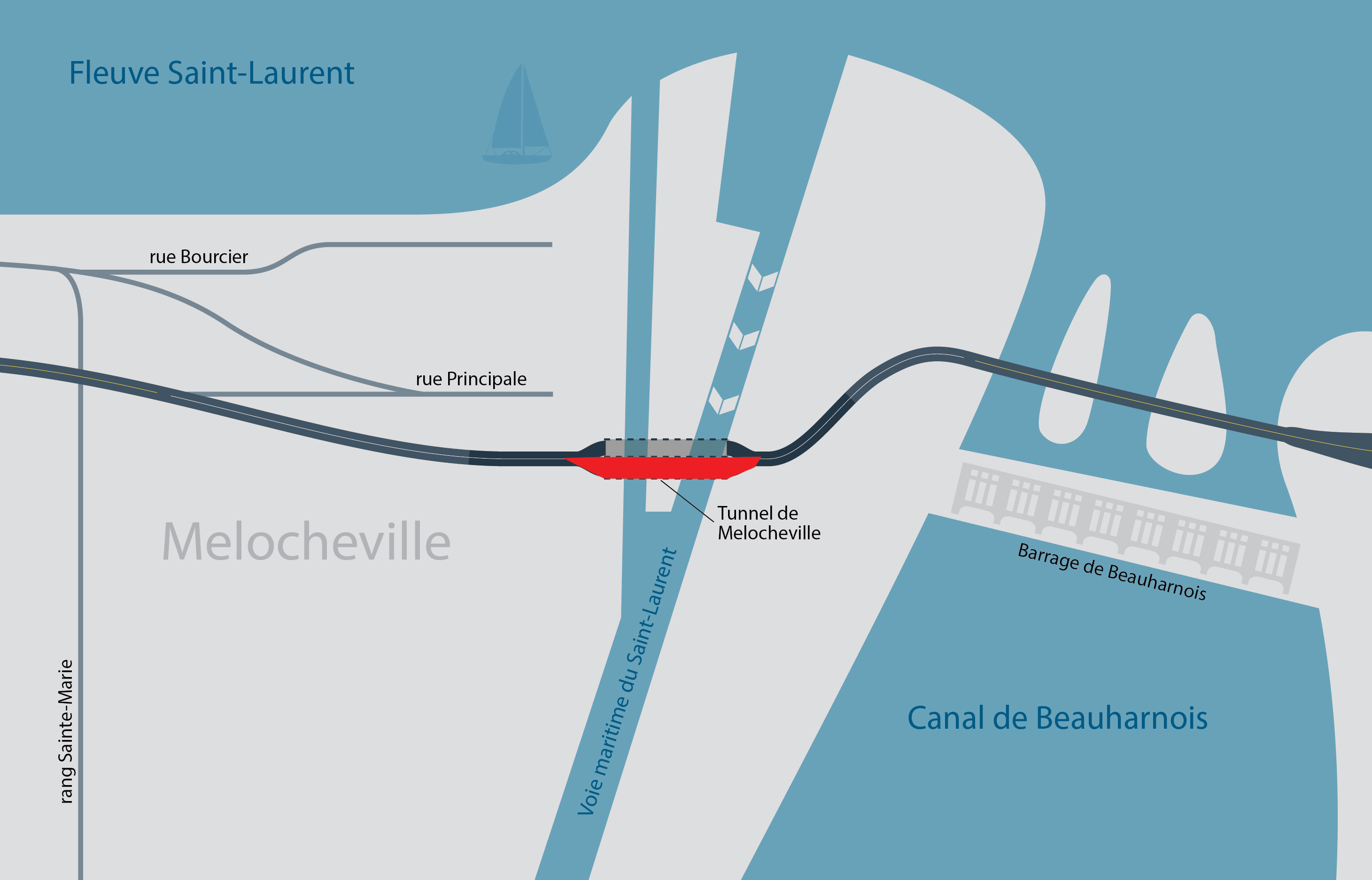 Tunnel de Melocheville | Fermeture complète du tube Sud, direction secteur Est de Beauharnois, le 24 janvier